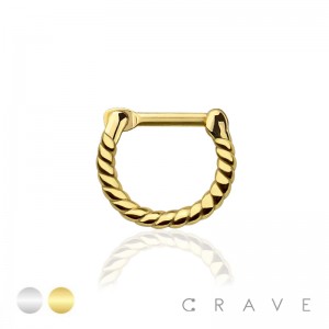 ENGRAVED ROPE SWIRL FILIGREE SEPTUM HINGED CLICKER